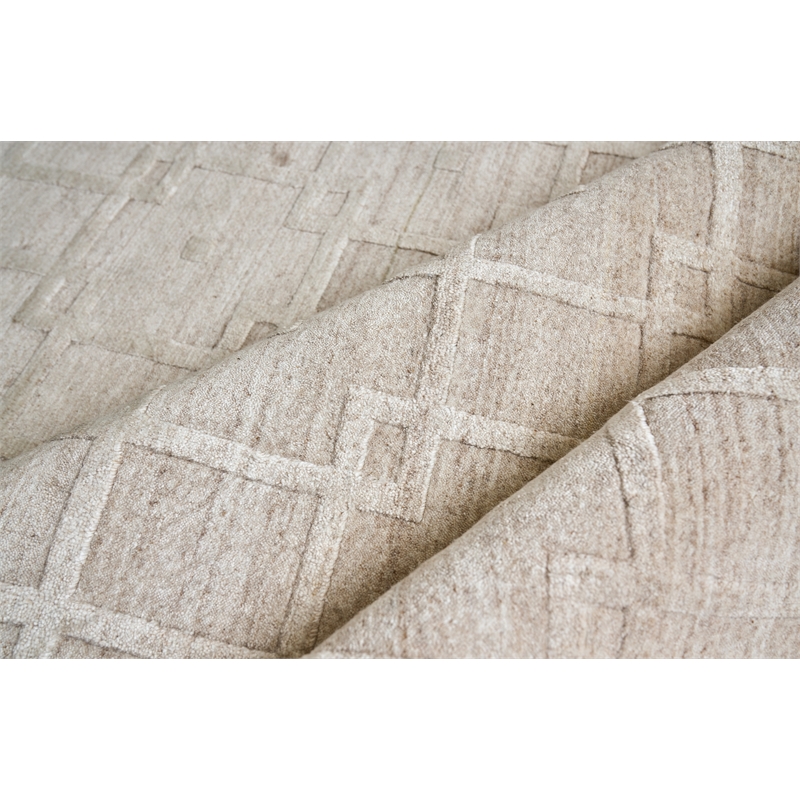 Castelli Handloomed Bamboo Silk/Wool Light Beige 9'x12' Area Rug