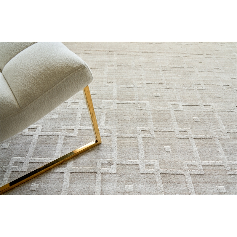 Castelli Handloomed Bamboo Silk/Wool Light Beige 9'x12' Area Rug
