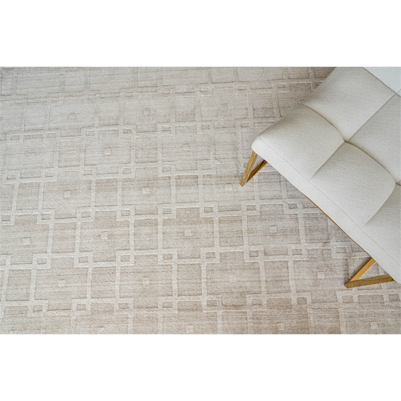 Castelli Handloomed Bamboo Silk/Wool Light Beige 9'x12' Area Rug