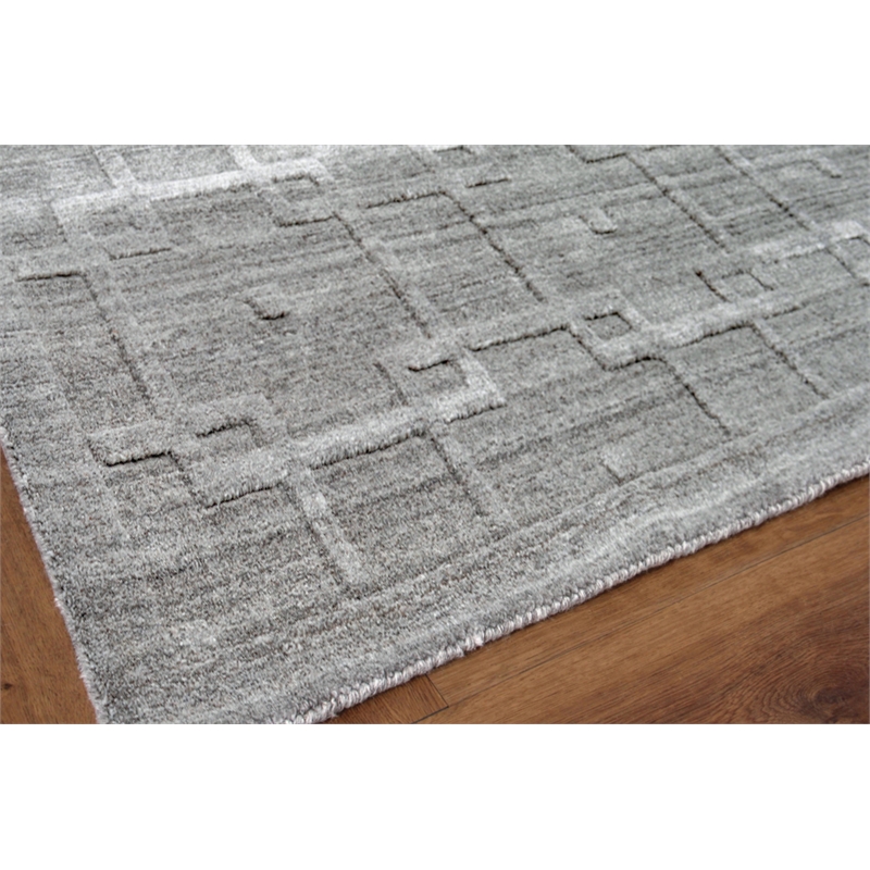 Castelli Handloomed Bamboo Silk/Wool Gray 12'x15' Area Rug