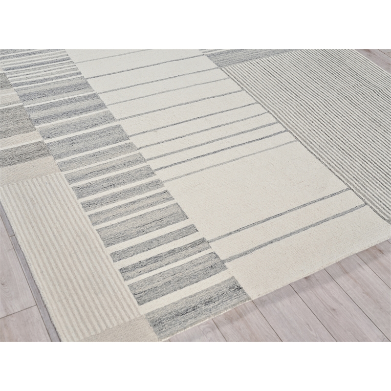 Castine Hand-Tufted New Zealand Wool Silver/Ivory 8'x10' Area Rug