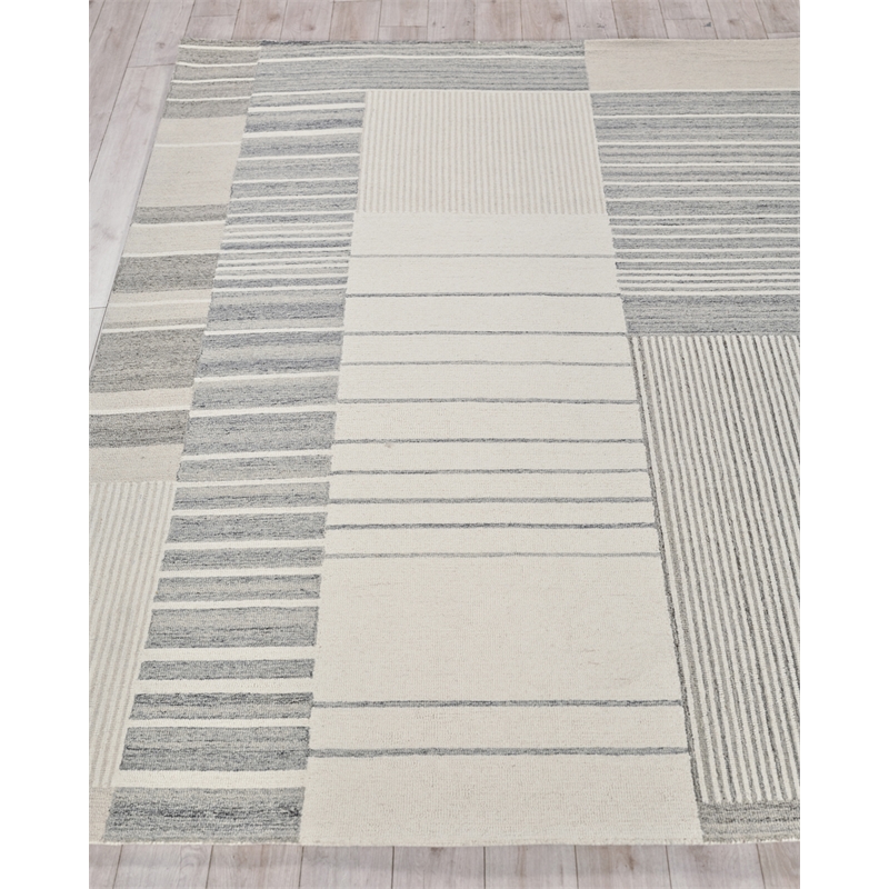 Castine Hand-Tufted New Zealand Wool Silver/Ivory 8'x10' Area Rug