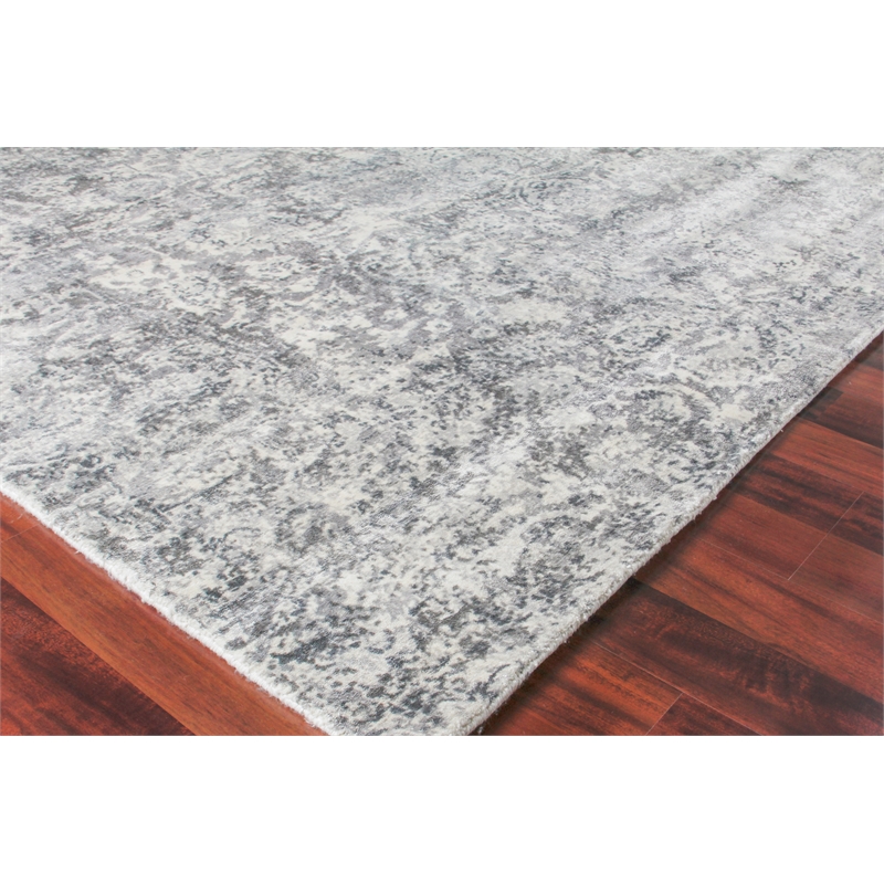 Cassina Handloomed Bamboo Silk Gray/Ivory 10'x14' Area Rug