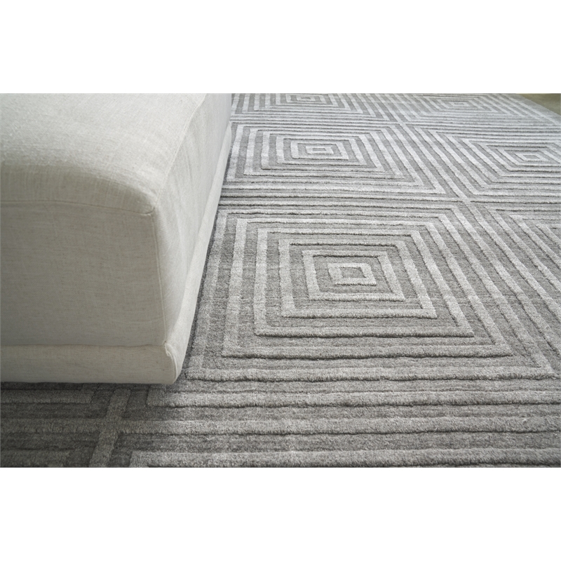 Castelli Handloomed Bamboo Silk/Wool Gray 9'x12' Area Rug