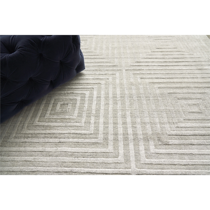Castelli Handloomed Bamboo Silk/Wool Ivory 12'x15' Area Rug