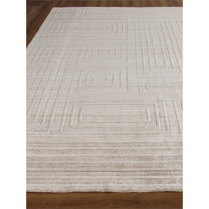 Castelli Handloomed Bamboo Silk/Wool Light Beige 6'x9' Area Rug