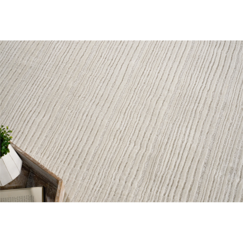 Cavallo Modern Handloomed Nylon/Wool White 2'x3' Area Rug