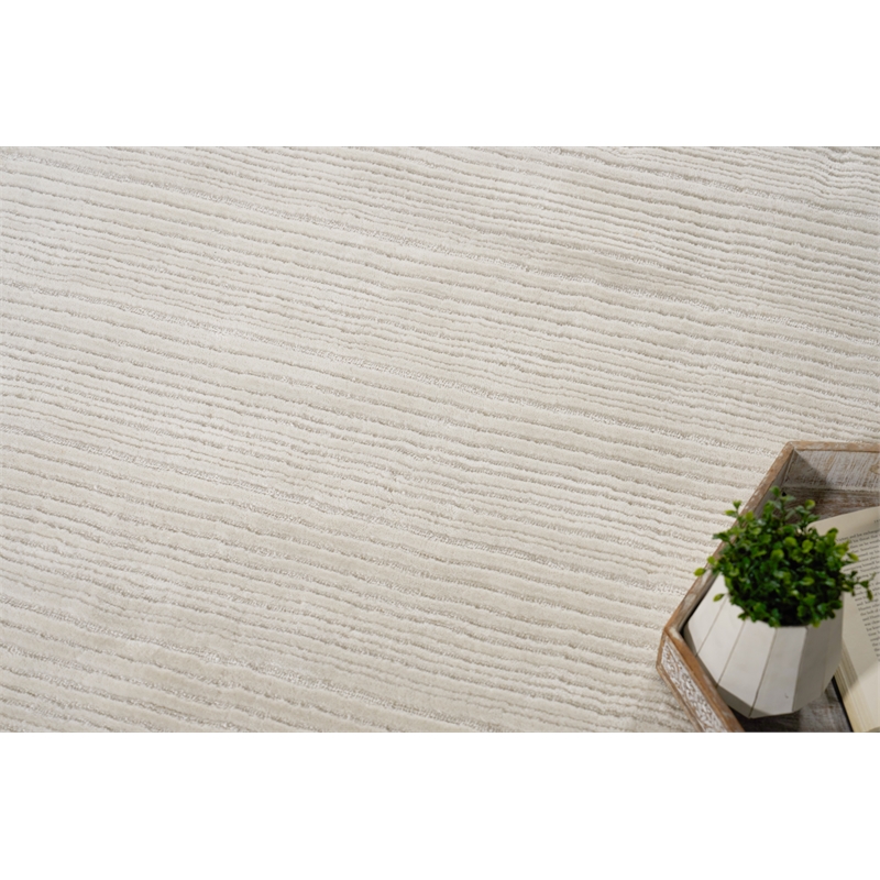 Cavallo Modern Handloomed Nylon/Wool White 2'x3' Area Rug