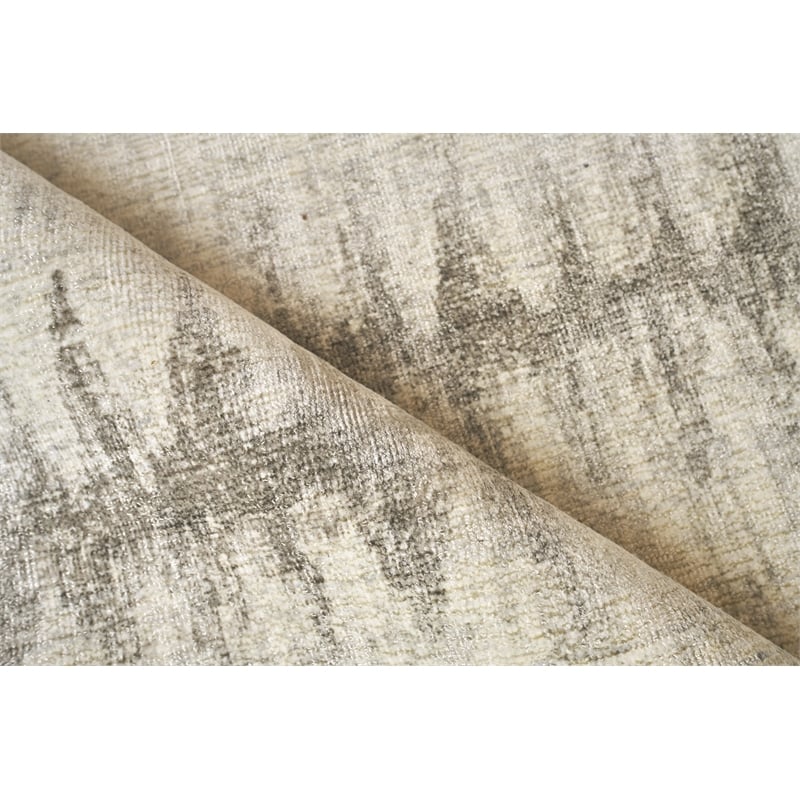 Chroma Handloomed Wool/Bamboo Silk Ivory/Silver 10'x14' Area Rug