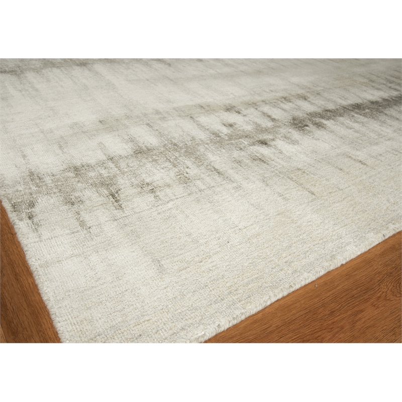 Chroma Handloomed Wool/Bamboo Silk Ivory/Silver 12'x15' Area Rug