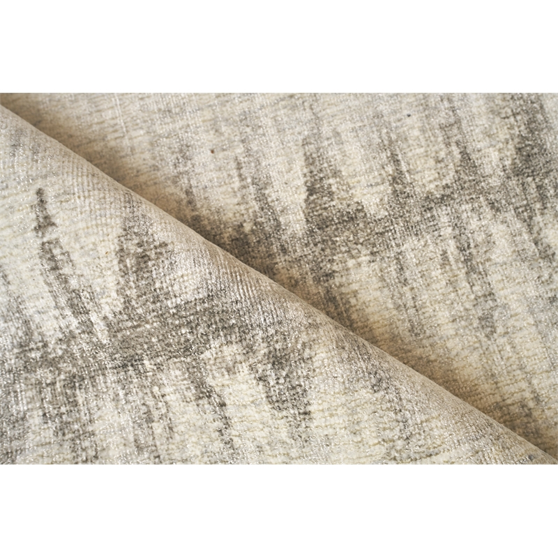 Chroma Handloomed Wool/Bamboo Silk Ivory/Silver 12'x15' Area Rug