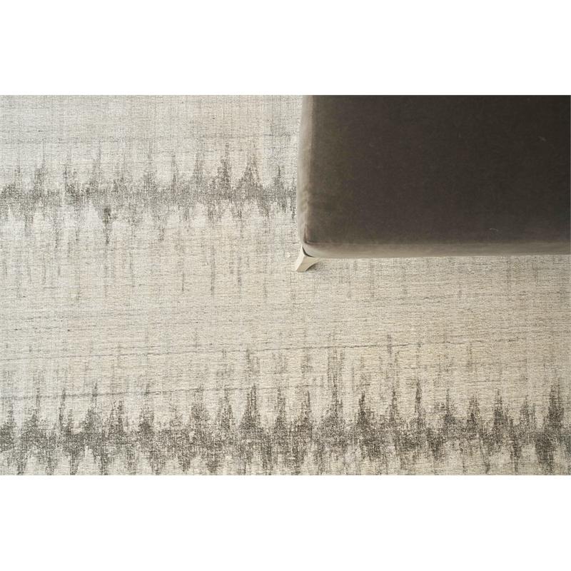 Chroma Handloomed Wool/Bamboo Silk Ivory/Silver 12'x15' Area Rug