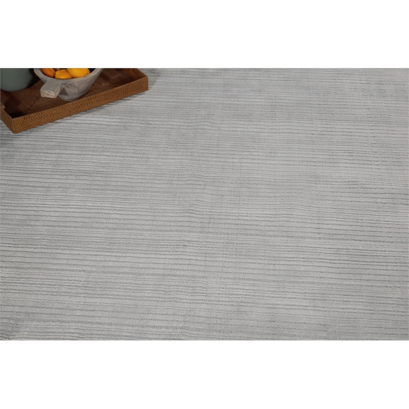 Cavallo Modern Handloomed Nylon/Wool Silver 2'x3' Area Rug