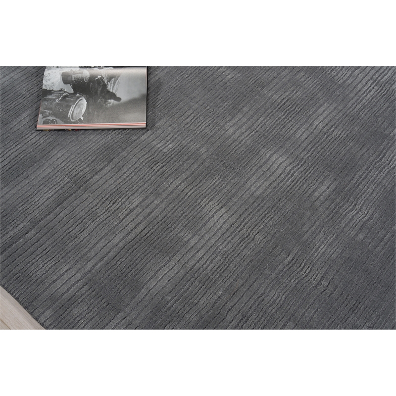 Cavallo Modern Handloomed Nylon/Wool Dark Gray 8'x10' Area Rug