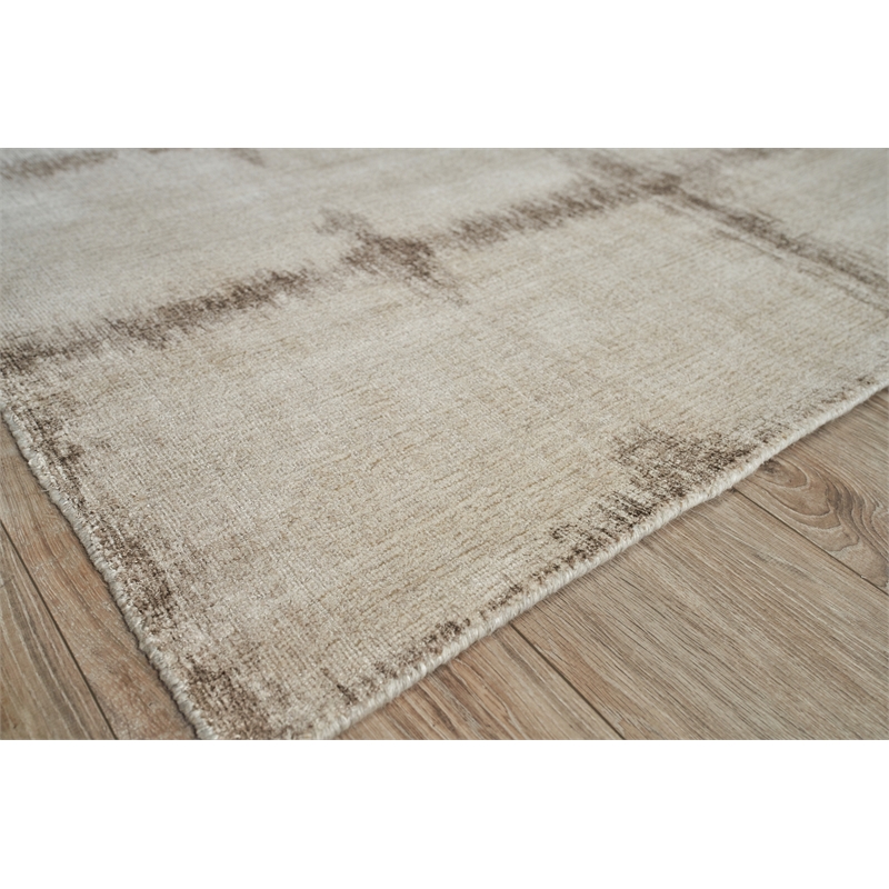 Chroma Handloomed Wool/Bamboo Silk Beige/Brown 10'x14' Area Rug