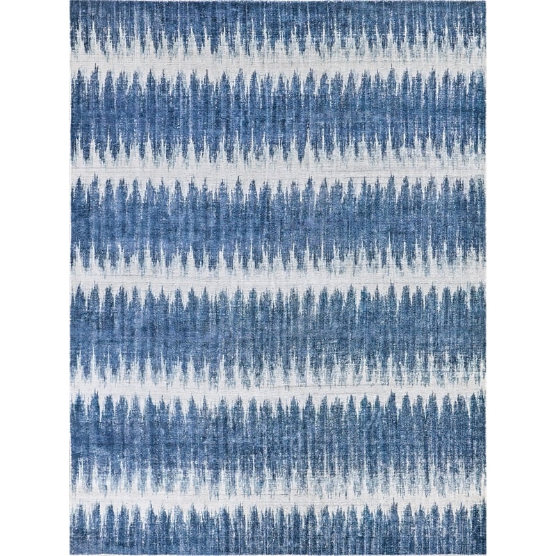 Chroma Handloomed Wool/Bamboo Silk Navy 8'x10' Area Rug