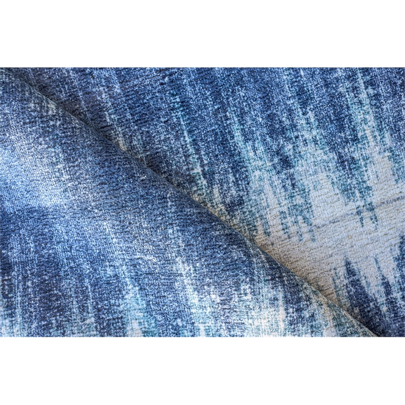 Chroma Handloomed Wool/Bamboo Silk Navy 9'x12' Area Rug