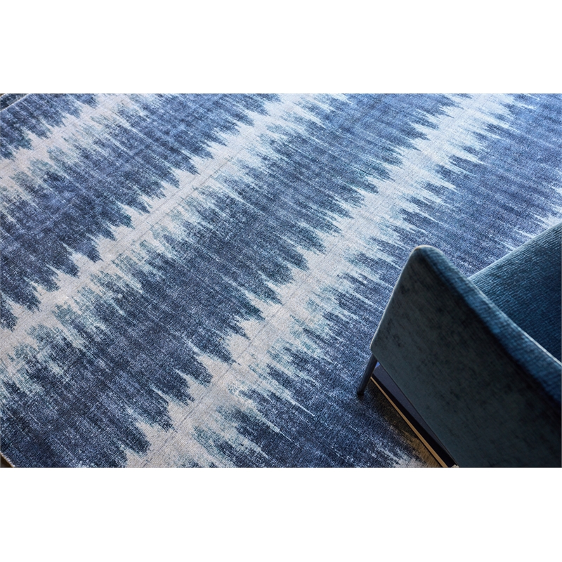 Chroma Handloomed Wool/Bamboo Silk Navy 9'x12' Area Rug