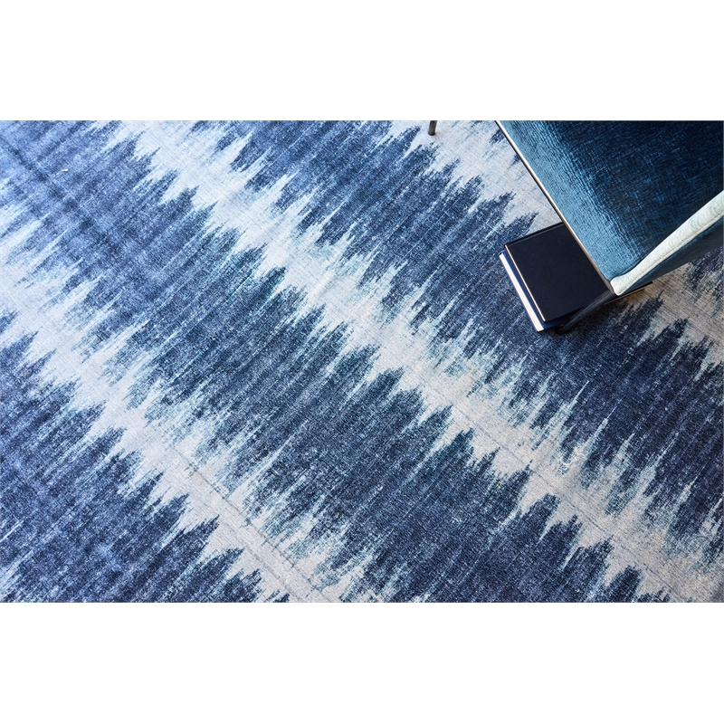 Chroma Handloomed Wool/Bamboo Silk Navy 9'x12' Area Rug