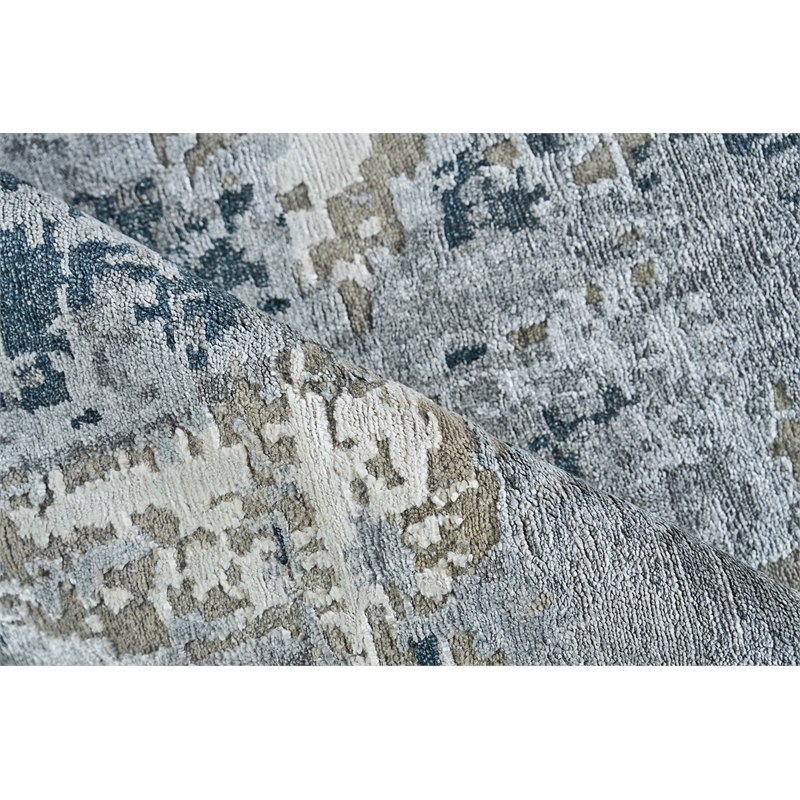 Cosmo Hand-Knotted Wool/Bamboo Silk Gray/Charcoal 8'x10' Area Rug