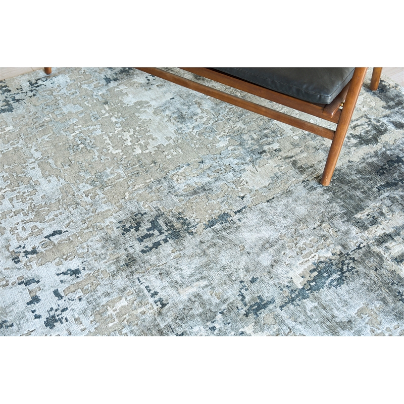 Cosmo Hand-Knotted Wool/Bamboo Silk Gray/Charcoal 8'x10' Area Rug