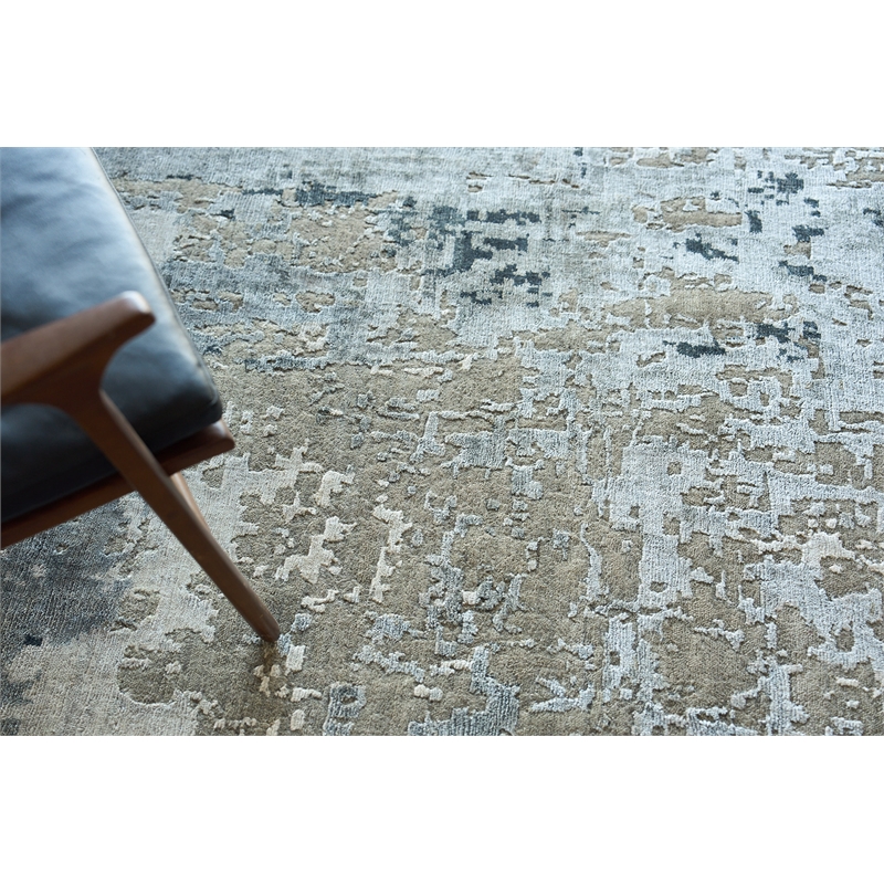 Cosmo Hand-Knotted Wool/Bamboo Silk Gray/Charcoal 8'x10' Area Rug