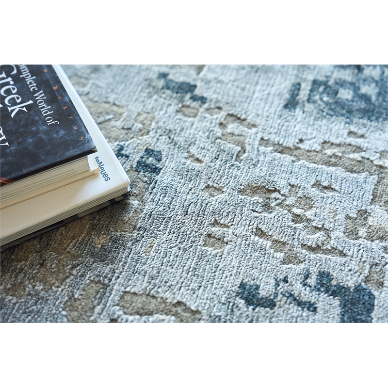 Cosmo Hand-Knotted Wool/Bamboo Silk Gray/Charcoal 9'x12' Area Rug