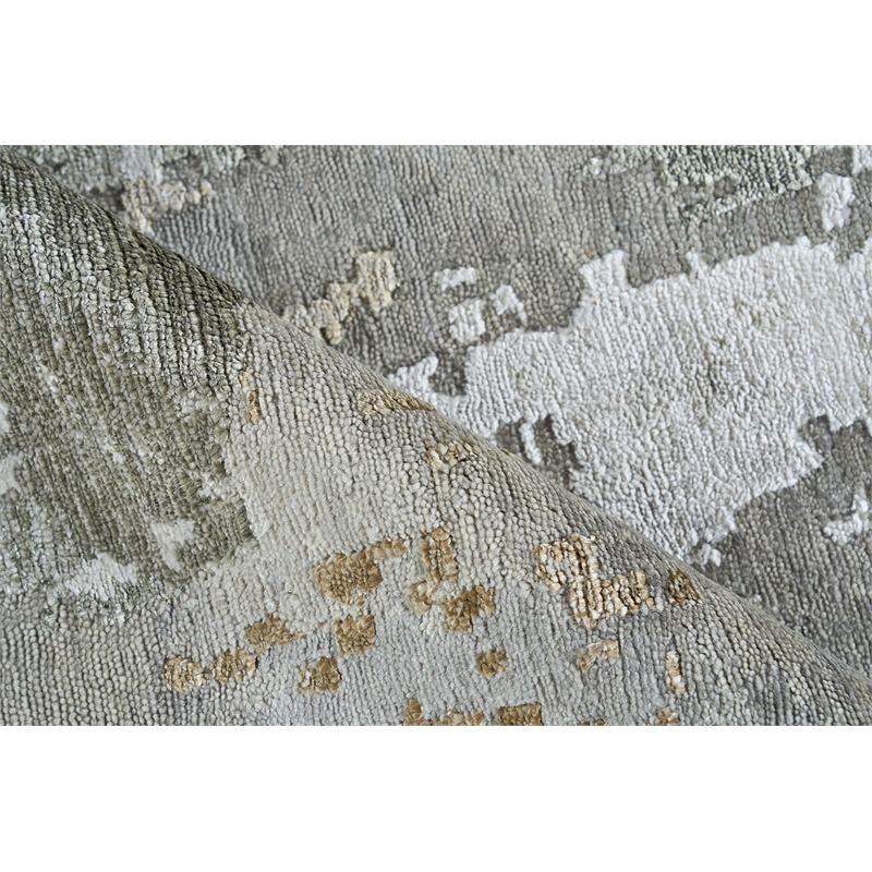 Cosmo Hand-Knotted Wool/Bamboo Silk Silver/Beige/Blue 14'x18' Area Rug