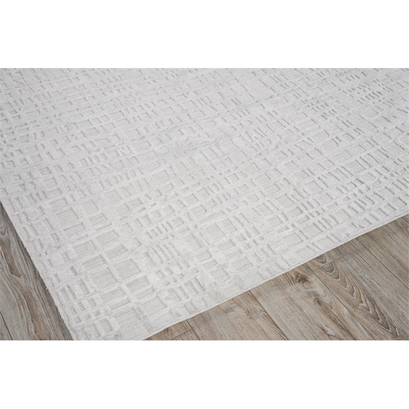 Crescendo Handloomed Bamboo Silk White 2'x3' Area Rug