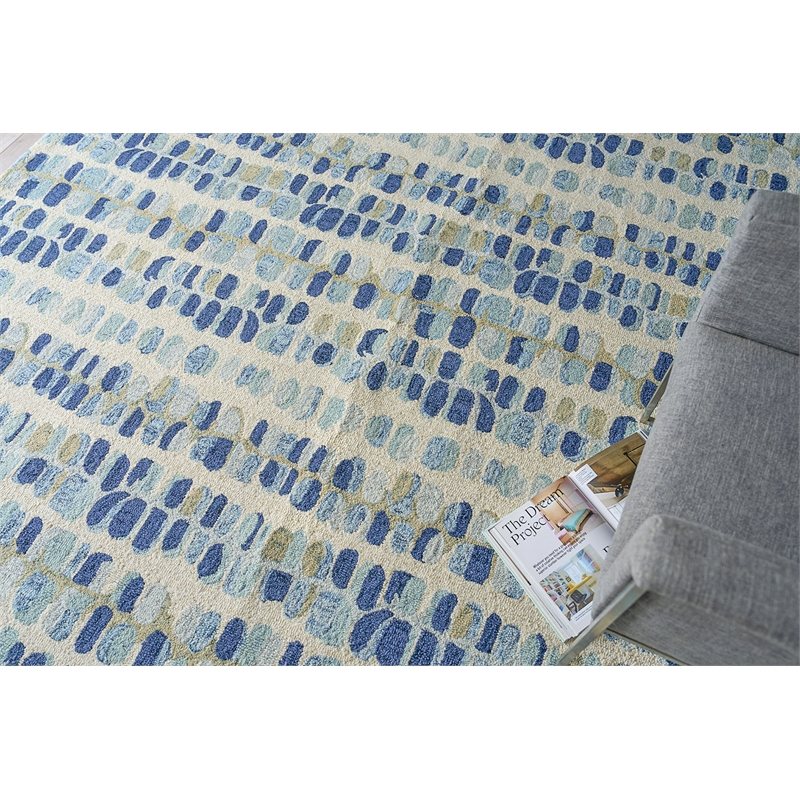 Colorplay Hand-Tufted New Zealand Wool Navy/Beige 8'x10' Area Rug