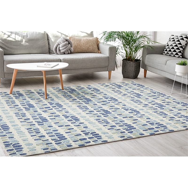 Colorplay Hand-Tufted New Zealand Wool Navy/Beige 8'x10' Area Rug