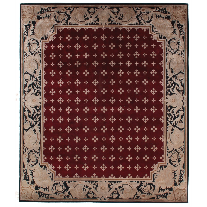 Contemporary Hand-Knotted New Zealand Wool Red 6'x6' Round Area Rug