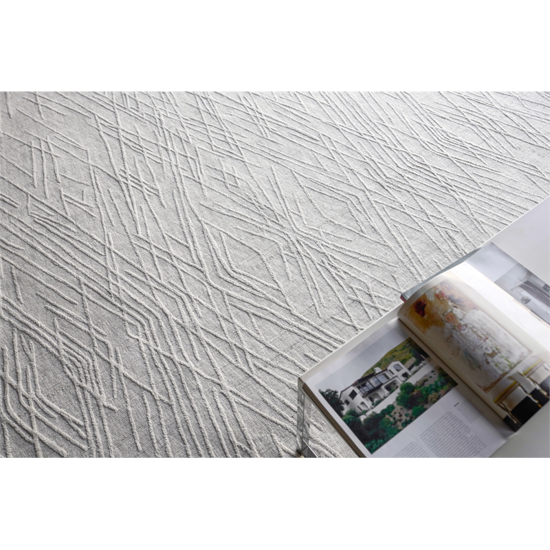 Crescendo Handloomed Bamboo Silk White 9'x12' Area Rug
