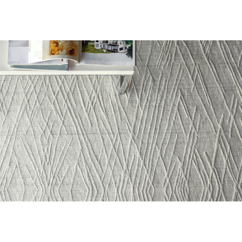 Crescendo Handloomed Bamboo Silk White 9'x12' Area Rug