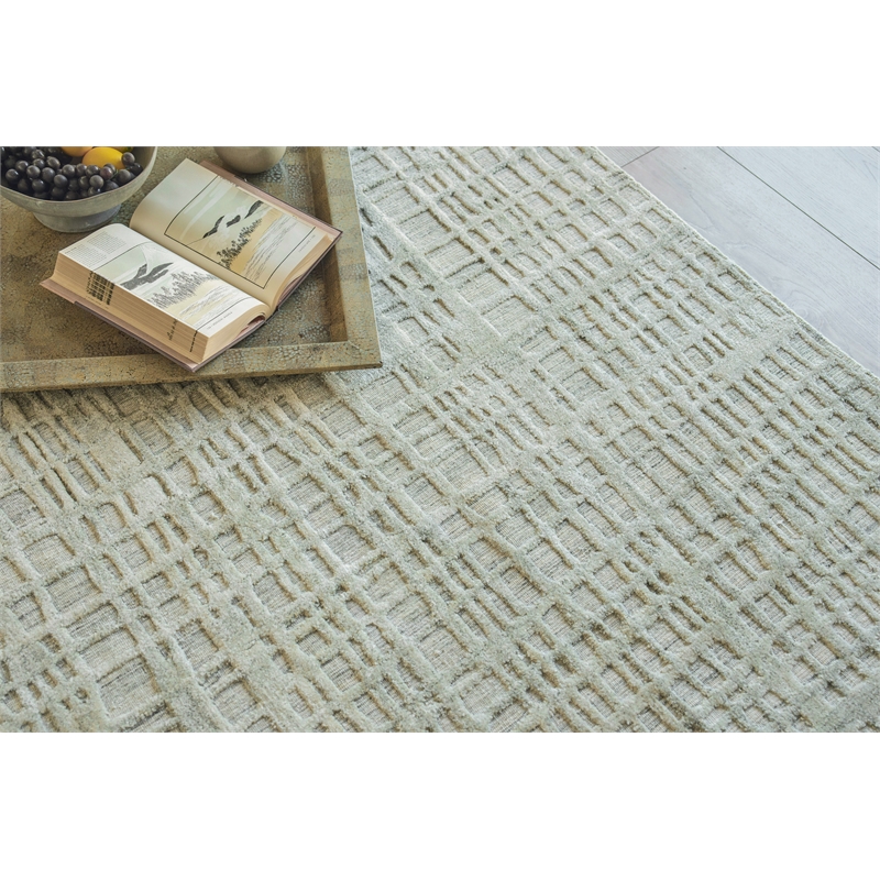 Crescendo Handloomed Bamboo Silk Beige 4'x5' Area Rug