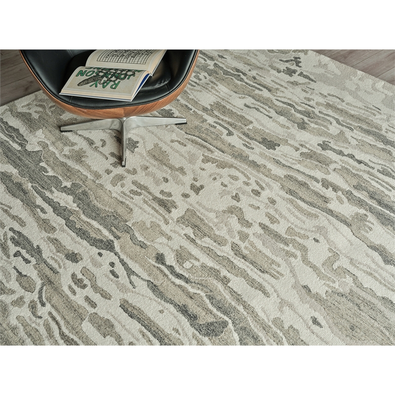 Cortero Hand-Tufted New Zealand Wool Gray/Ivory 9'x12' Area Rug