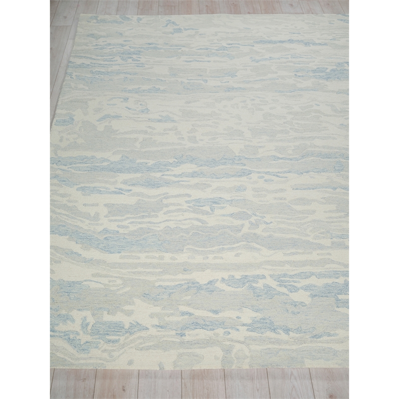 Cortero Hand-Tufted New Zealand Wool Light Blue/Ivory 14'x18' Area Rug