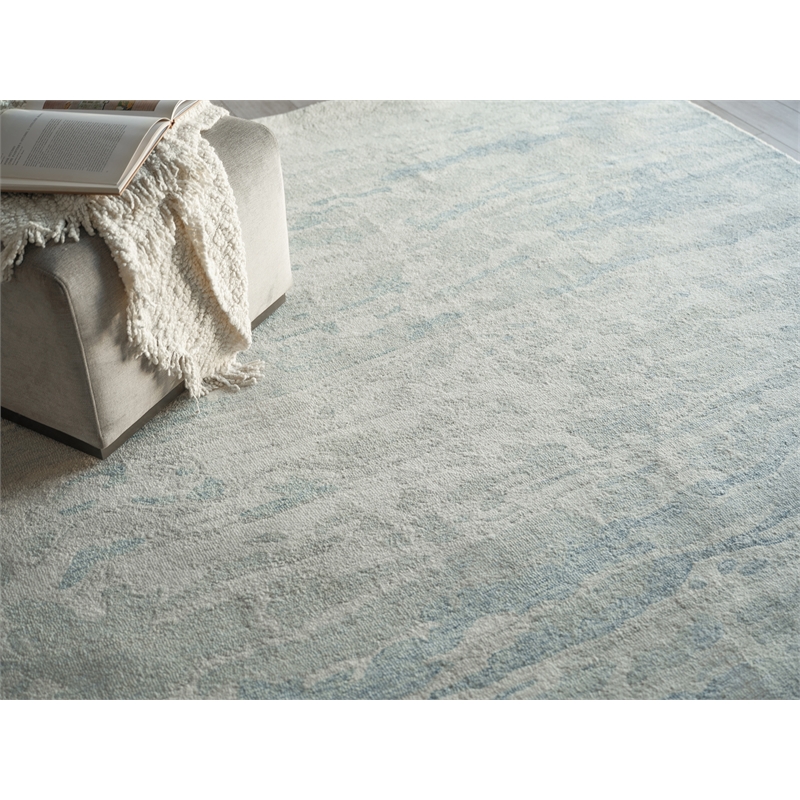 Cortero Hand-Tufted New Zealand Wool Light Blue/Ivory 14'x18' Area Rug