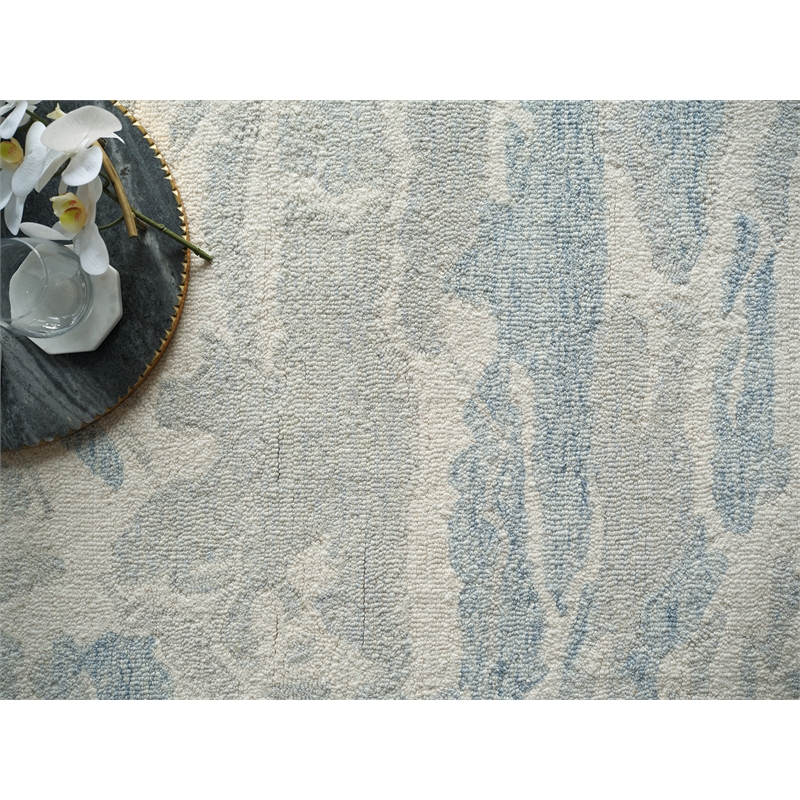 Cortero Hand-Tufted New Zealand Wool Light Blue/Ivory 14'x18' Area Rug