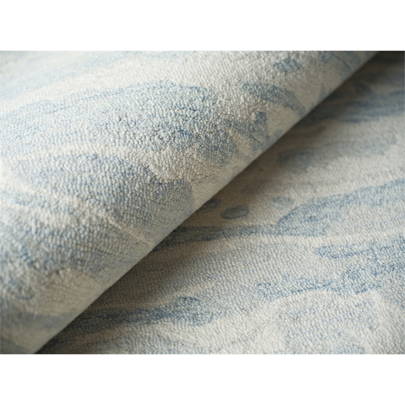 Cortero Hand-Tufted New Zealand Wool Light Blue/Ivory 6'x9' Area Rug