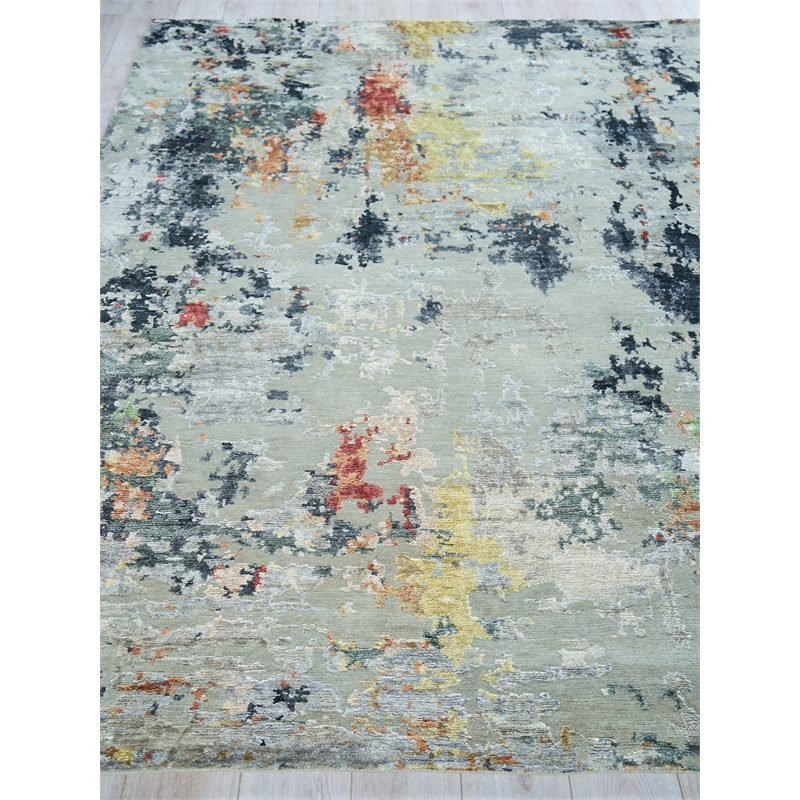 Cosmo Hand-Knotted Wool/Bamboo Silk Silver/Multi 8'x10' Area Rug