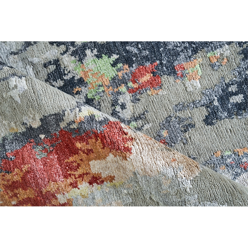 Cosmo Hand-Knotted Wool/Bamboo Silk Silver/Multi 8'x10' Area Rug
