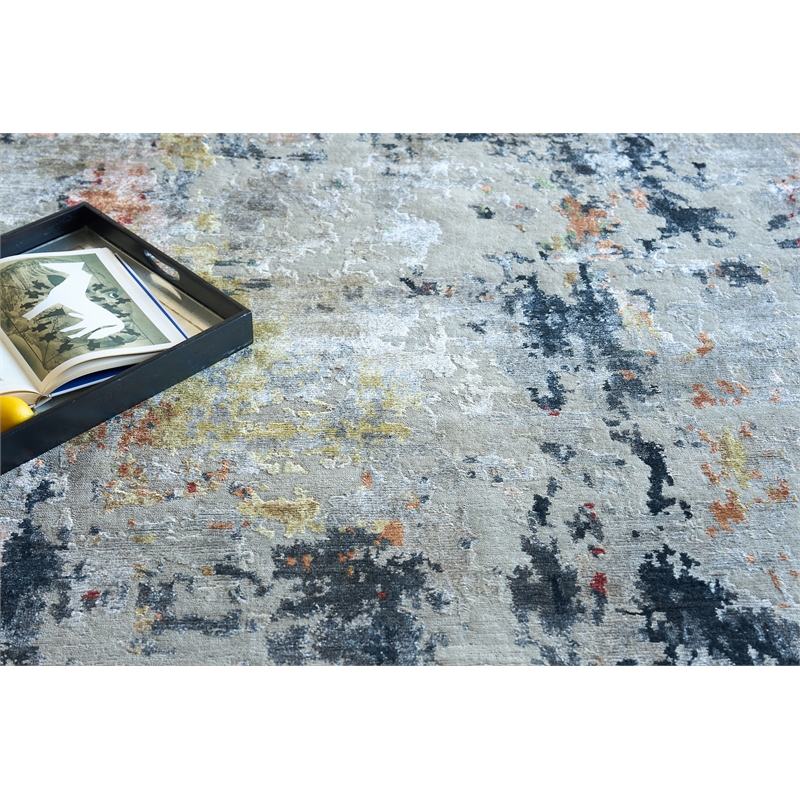 Cosmo Hand-Knotted Wool/Bamboo Silk Silver/Multi 8'x10' Area Rug