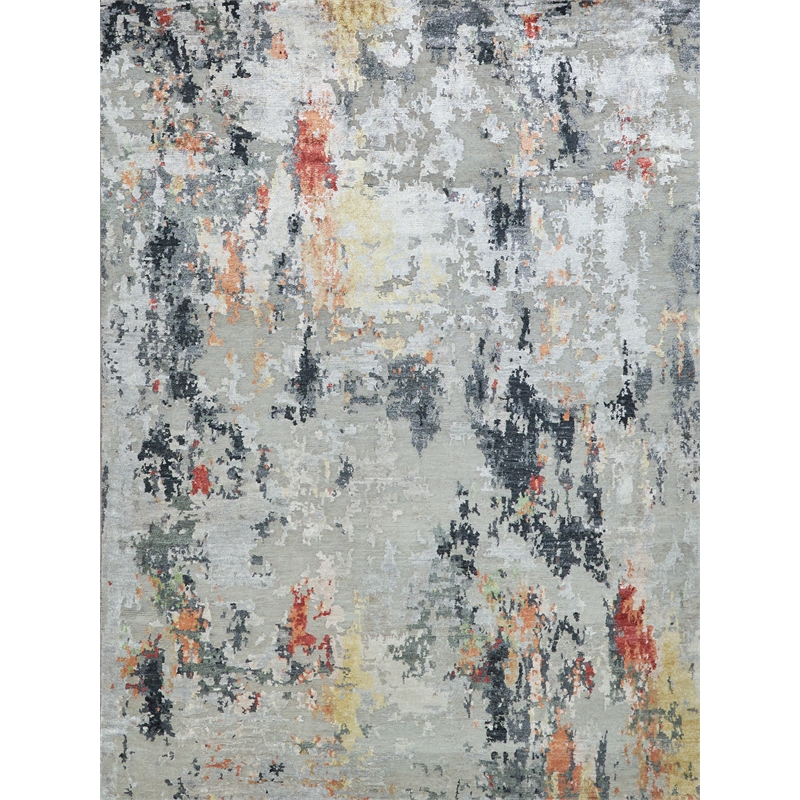 Cosmo Hand-Knotted Wool/Bamboo Silk Silver/Multi 8'x10' Area Rug