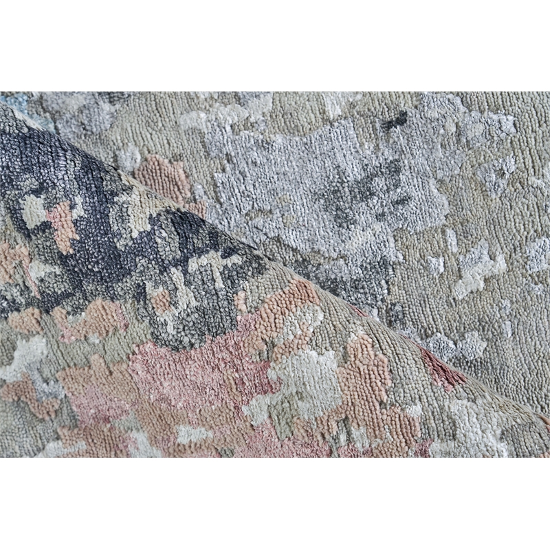 Cosmo Hand-Knotted Wool/Bamboo Silk Silver/Blue/Beige 12'x15' Area Rug