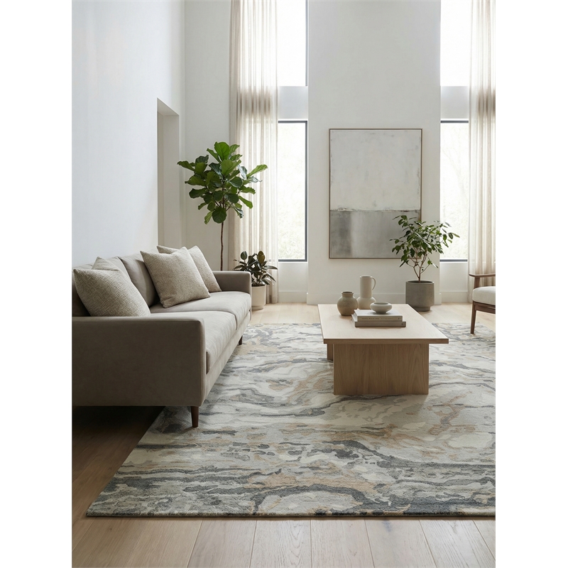 Cortero Hand-Tufted New Zealand Wool Gray/Ivory 4'x6' Area Rug