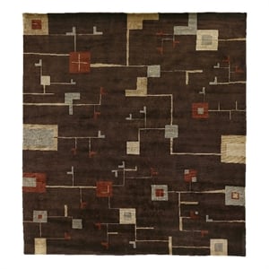 Contemporary Hand-Knotted New Zealand Wool Plum/Sage 9'x10' Area Rug