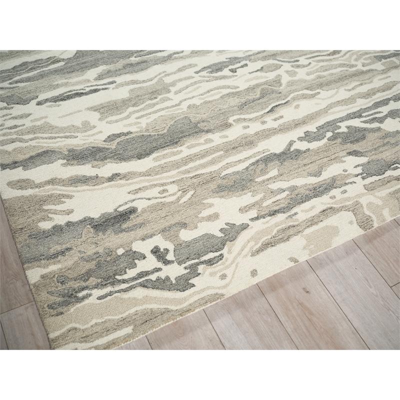 Cortero Hand-Tufted New Zealand Wool Gray/Ivory 4'x6' Area Rug
