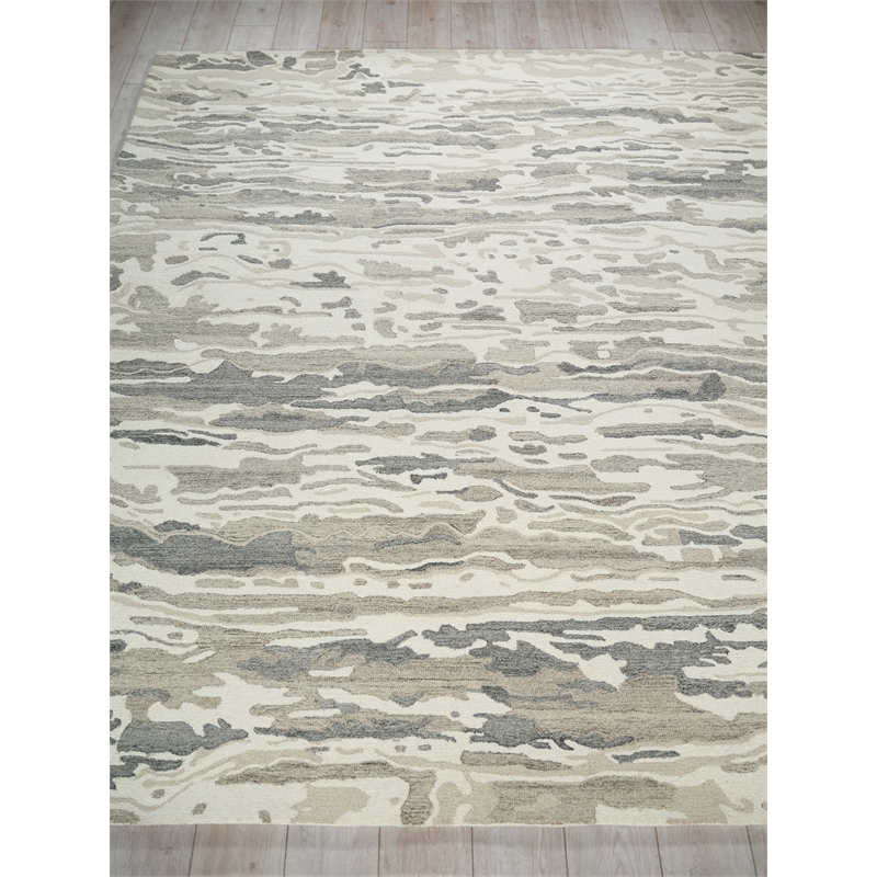 Cortero Hand-Tufted New Zealand Wool Gray/Ivory 6'x9' Area Rug