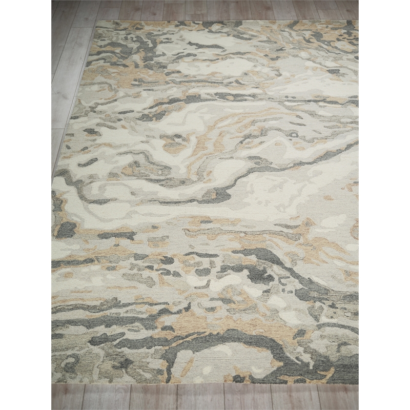 Cortero Hand-Tufted New Zealand Wool Gray/Ivory 9'x12' Area Rug